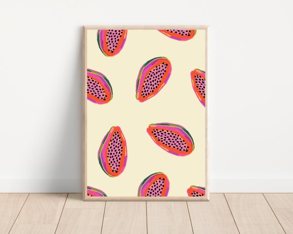 Papaya Fruit Kitchen Wall Art Print, Tropical Decor