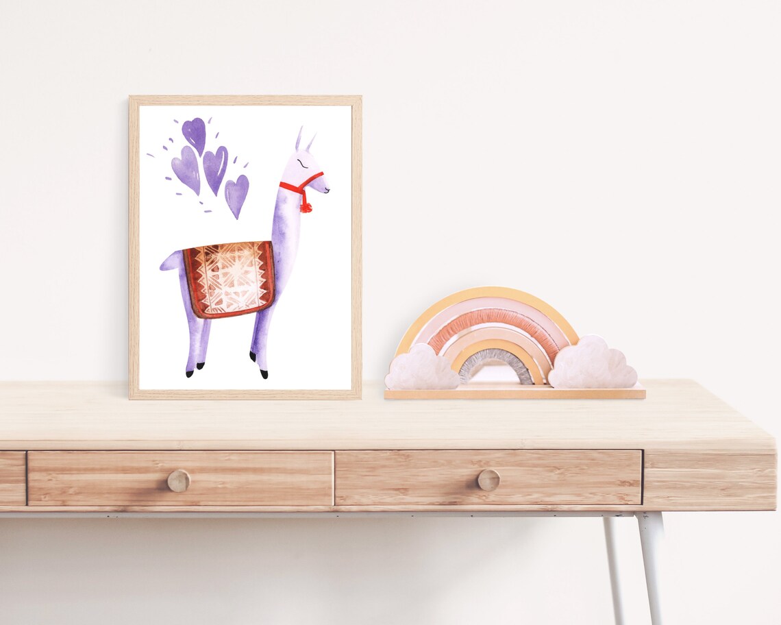 Boho Llama Nursery Art Print, Watercolor Decor - Image 3