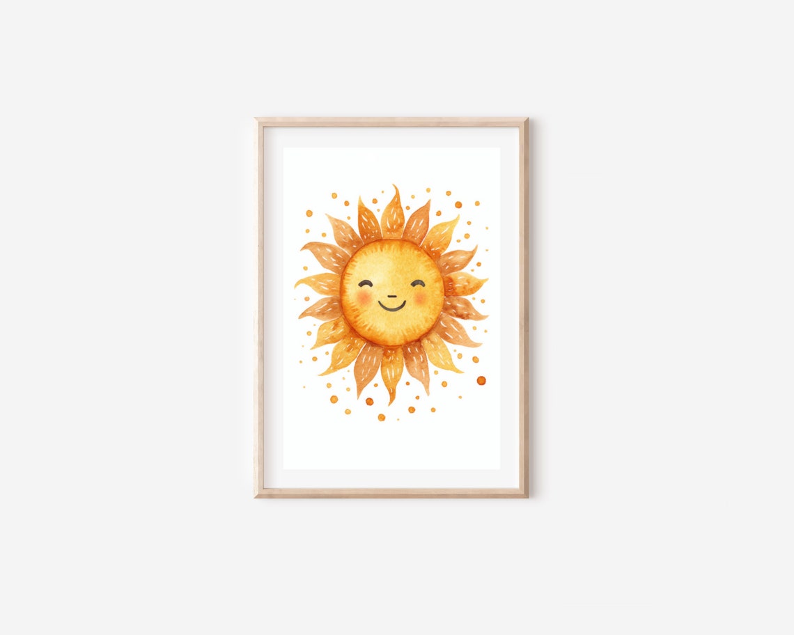 Boho Watercolor Sun Print, Nursery Wall Art - Image 4
