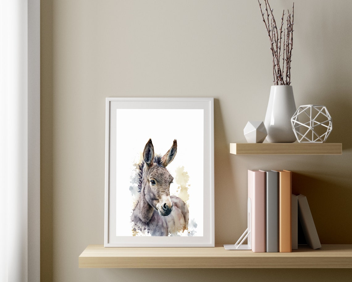 Watercolor Donkey Print Donkey Watercolor Wall Art Original Donkey Painting Watercolor Donkey Art Cute Donkey Wall Art Farm Animal Print - Image 3