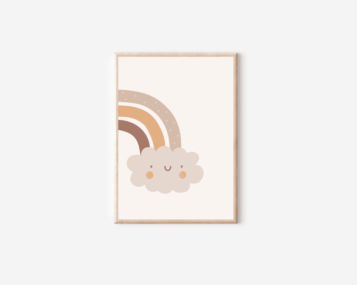 Boho Rainbow And Cloud Nursery Art Print - Image 4