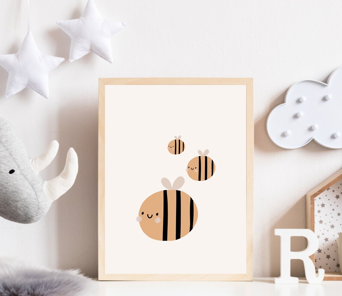 Boho Bee Nursery Wall Art Print, Honey Bee Poster - Image 3
