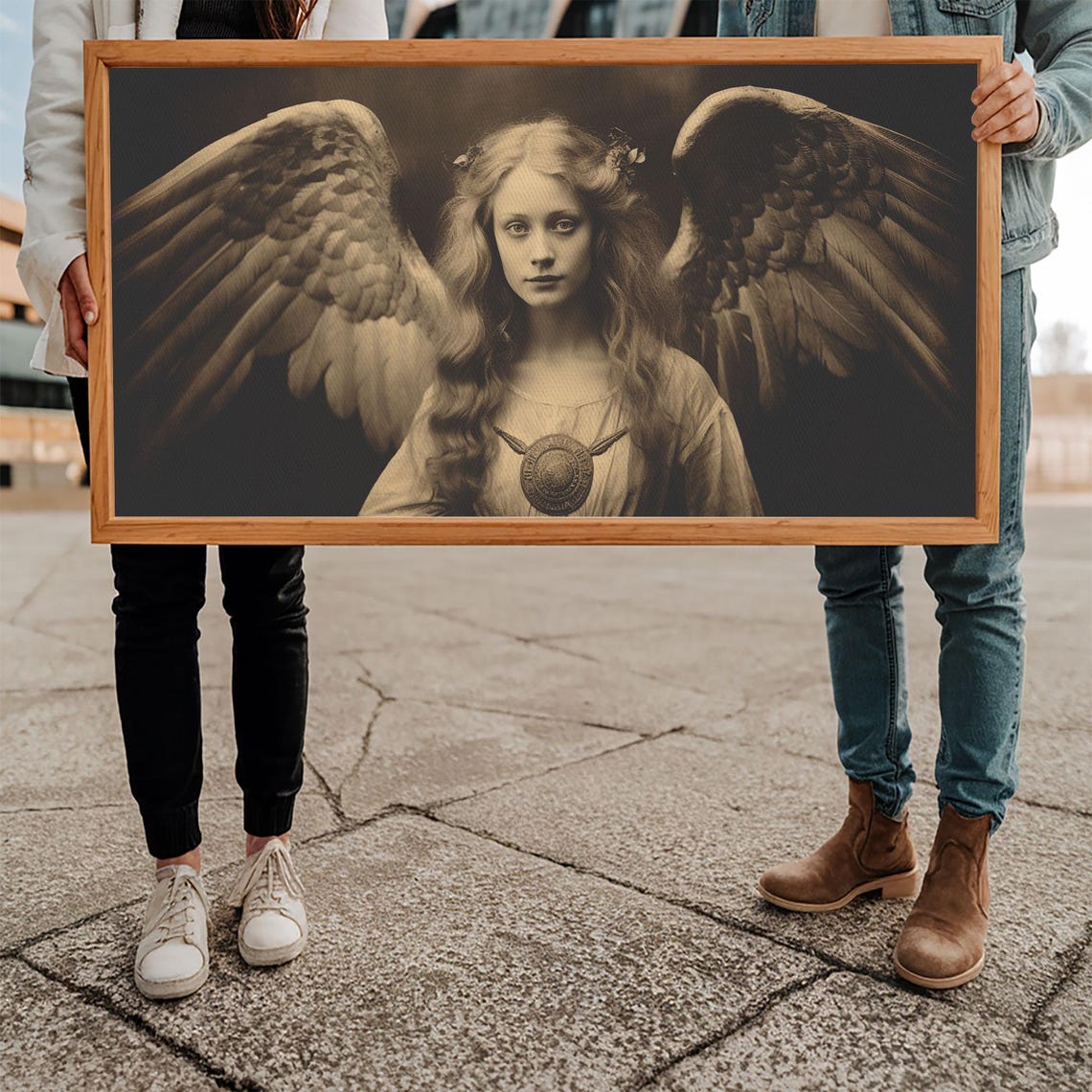 Tintype Photo Of An Angel Angel Art Angel Painting Framed Print Guardian Angel Angel Art Print Angel Wings Religious Art - Image 5