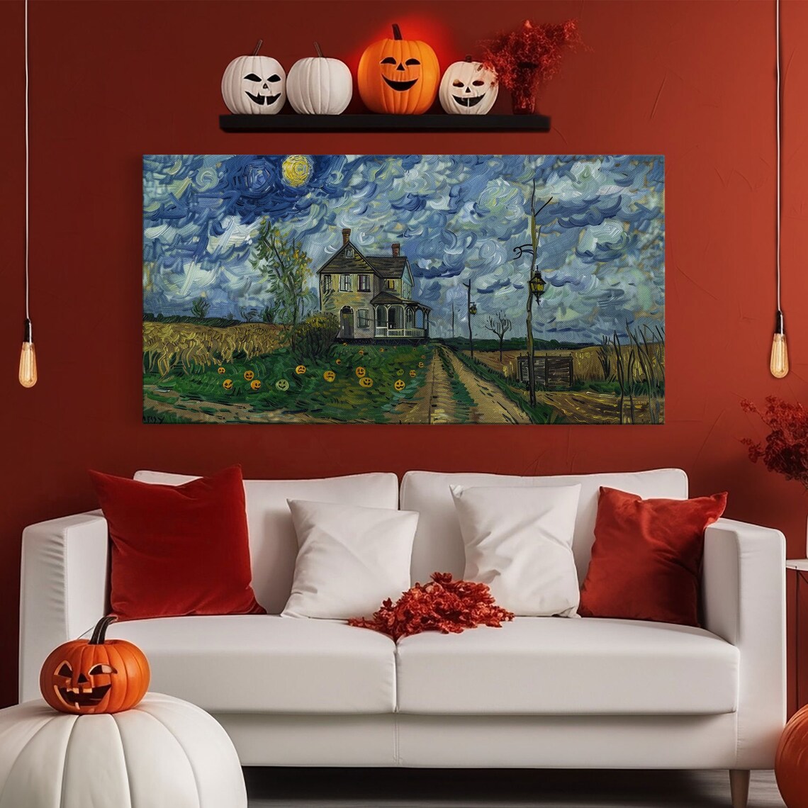 Haunted Countryside, Spooky Starry Night Inspired Art Print - Image 6