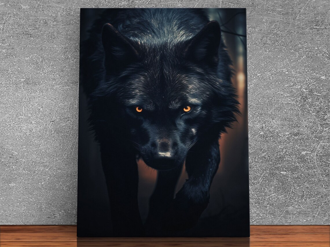 Black Wolf On The Hunt Art Print, Wildlife - Image 4