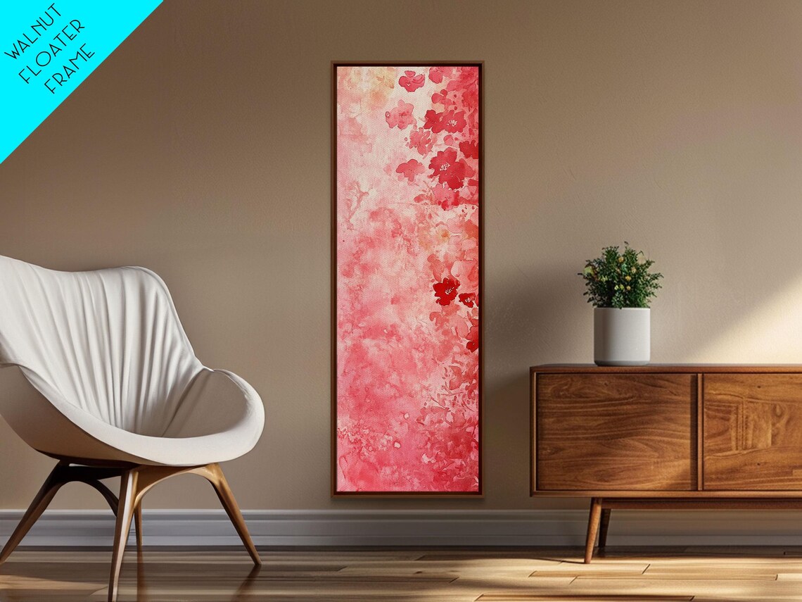 Pink Abstract Floral Watercolor Wash Modern Minimalist Art Poster