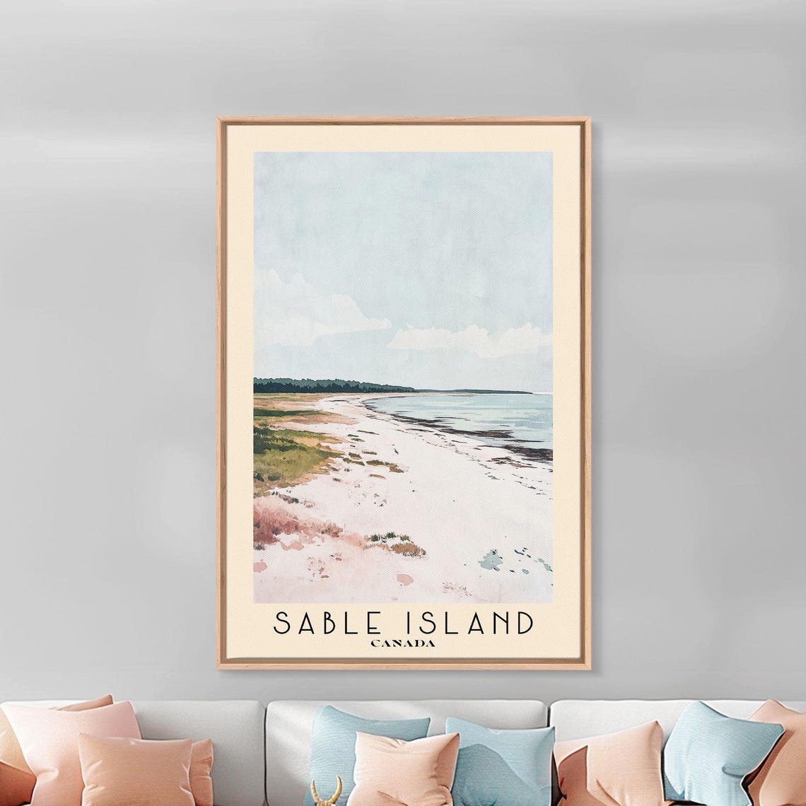 Sable Island Canada Long Empty Sand Spit Grass Dunes Calm Sea Poster - Image 2