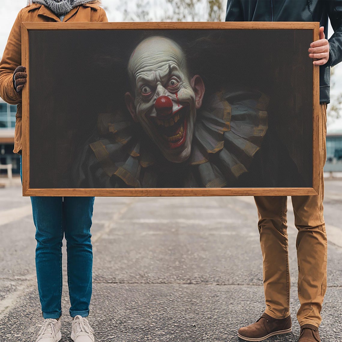 Terrifying Grinning Clown Portrait Emerging From Darkness Art Poster - Image 3