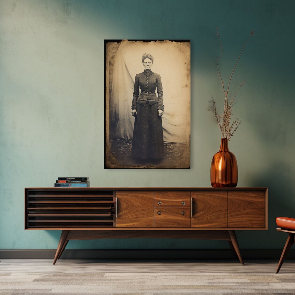 Victorian Woman Standing Sepia Antique Photograph Vintage Portrait Poster - Image 5