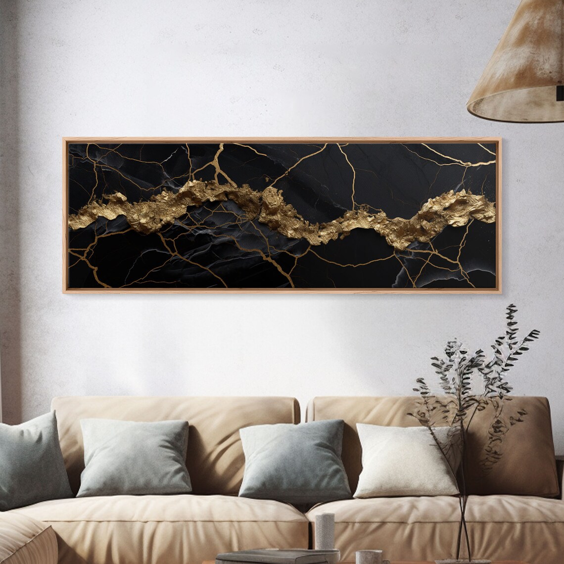 Black Gold Marble Abstract Dramatic Veined Stone Luxury Wall Art - Image 4