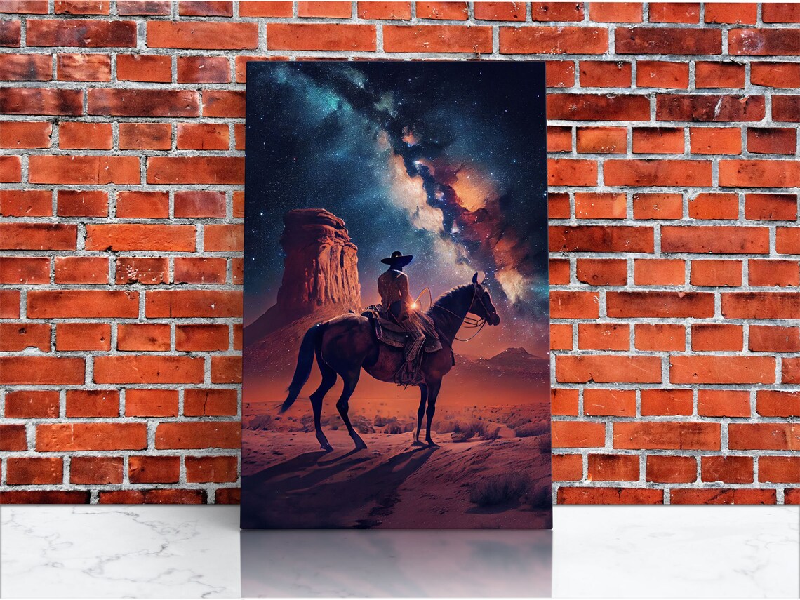 Cowboy Contemplating The Stars, Western Art Print - Image 2