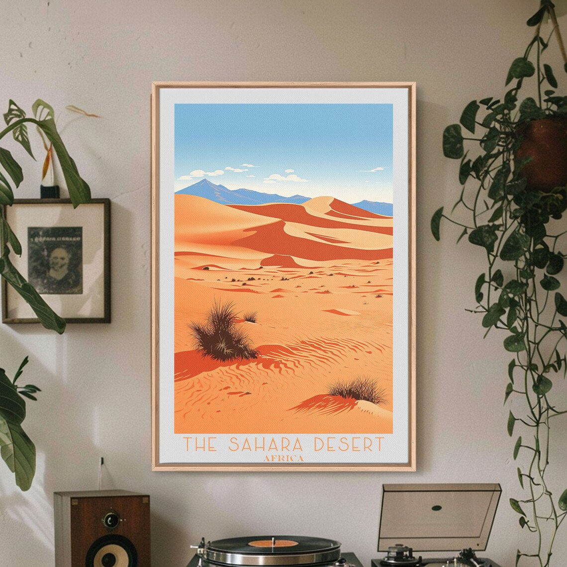 Sahara Desert Africa Golden Sand Dunes Under Blue Sky Travel Poster - Image 4