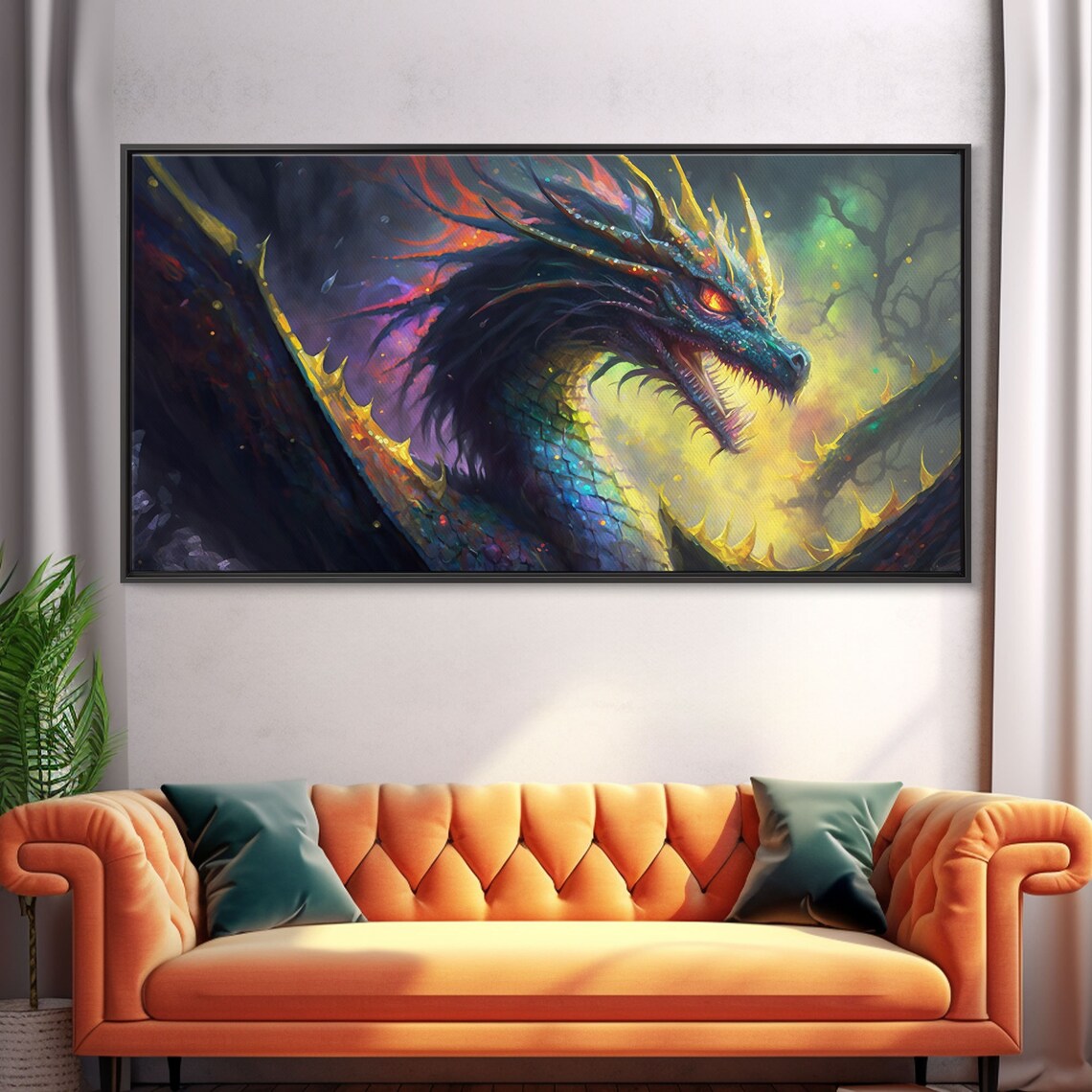 Psychedelic Horned Dragon Fantasy Wall Art Print - Image 5
