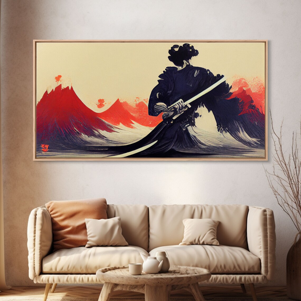 Japanese Samurai Over Mountains, Japan Poster Print - Image 4