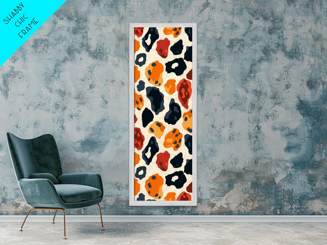 Retro 70s Cheetah Print Orange Black Cream Vintage Pattern Wall Poster - Image 5