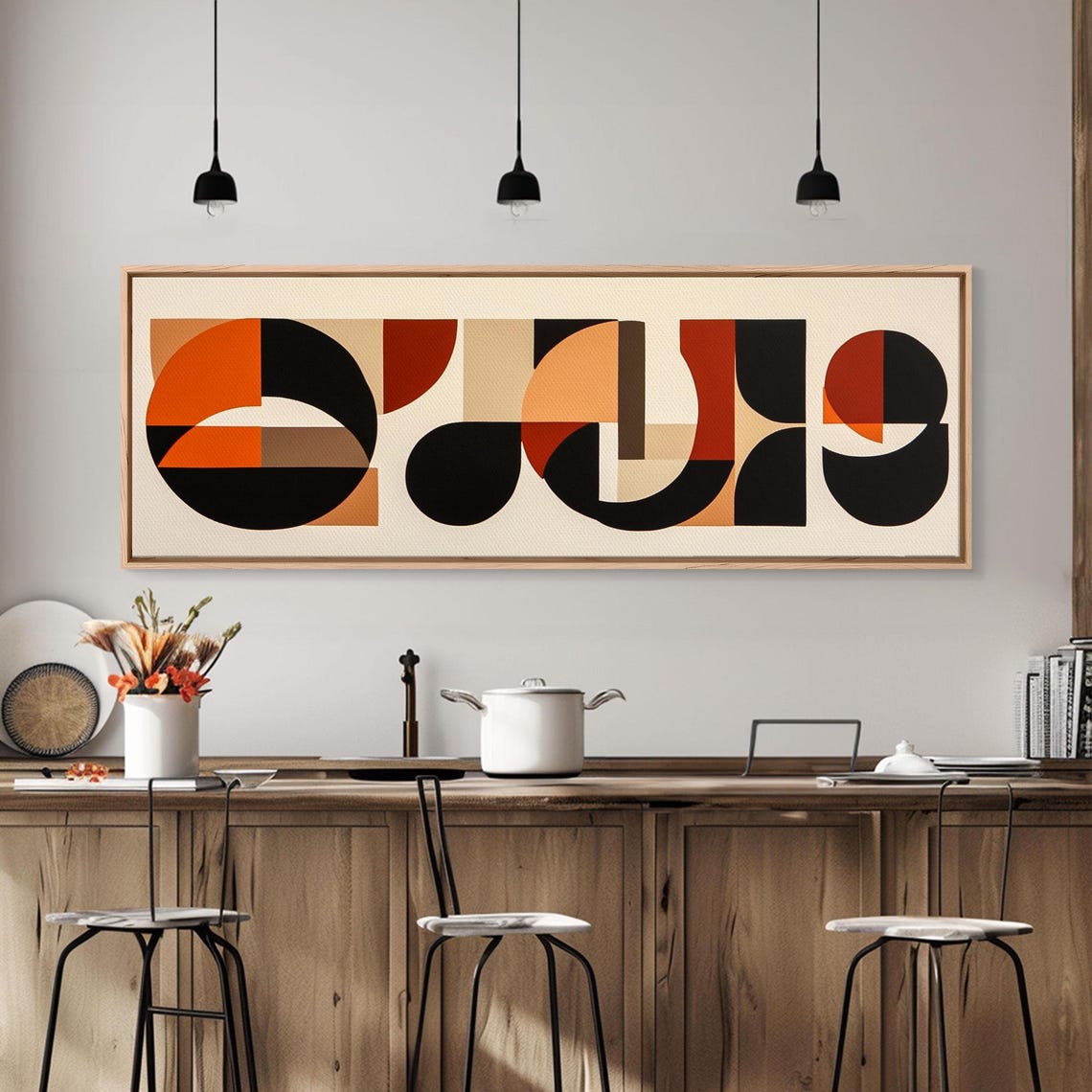 Geometric Circles Mid Century Modern Abstract Terracotta Art Poster - Image 5
