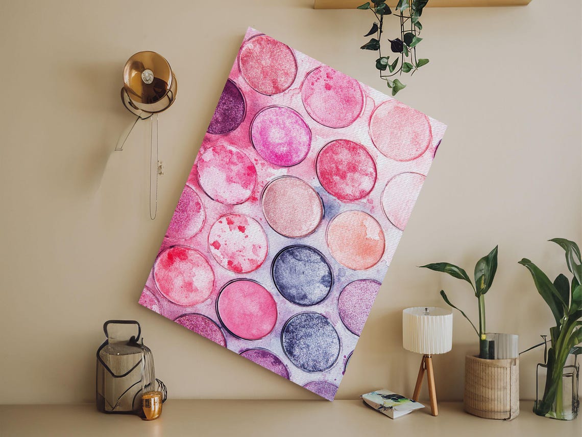 Pink Eyeshadow Makeup Palette Watercolor Art Print Vanity Decor Poster - Image 4