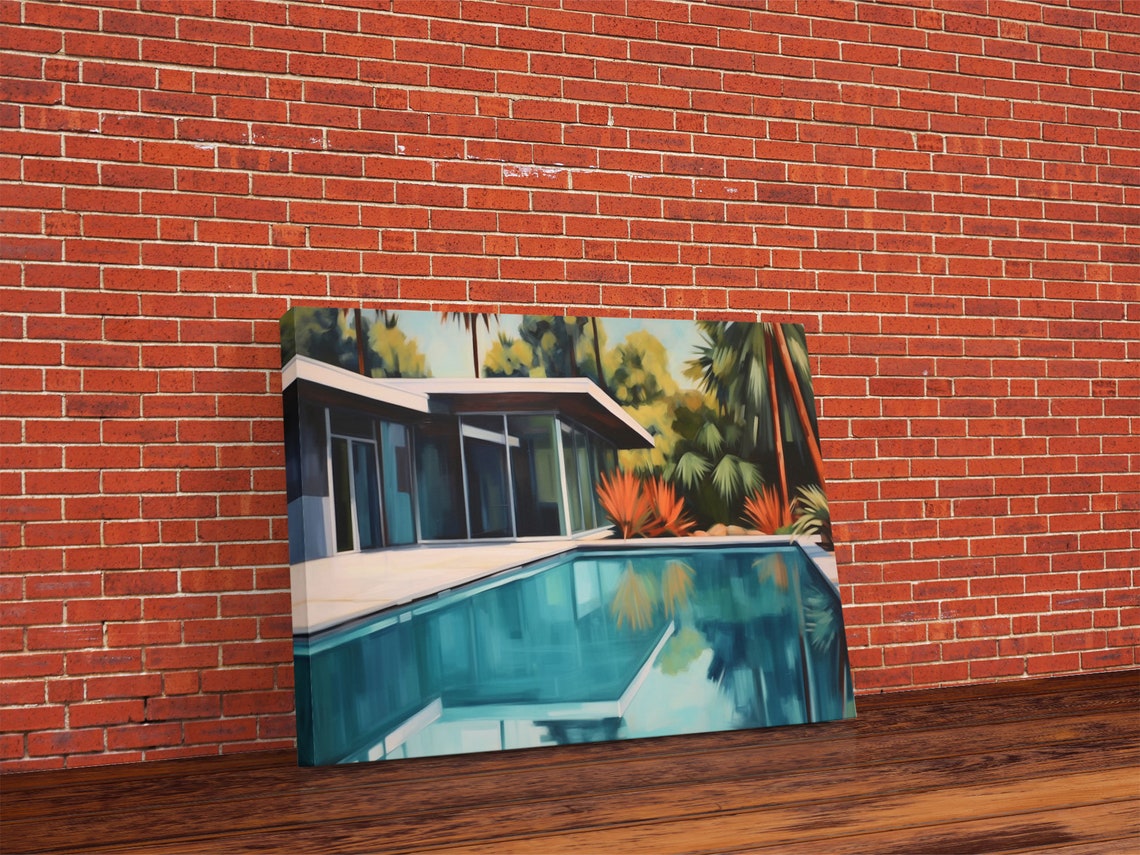 Mid Century Modern House With Turquoise Pool Retro Palm Springs Poster - Image 4