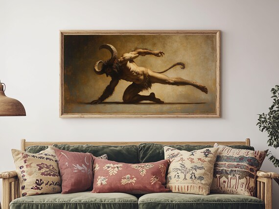 Satyr Mythological Beast Victorian Gothic Dark Oil Painting Print