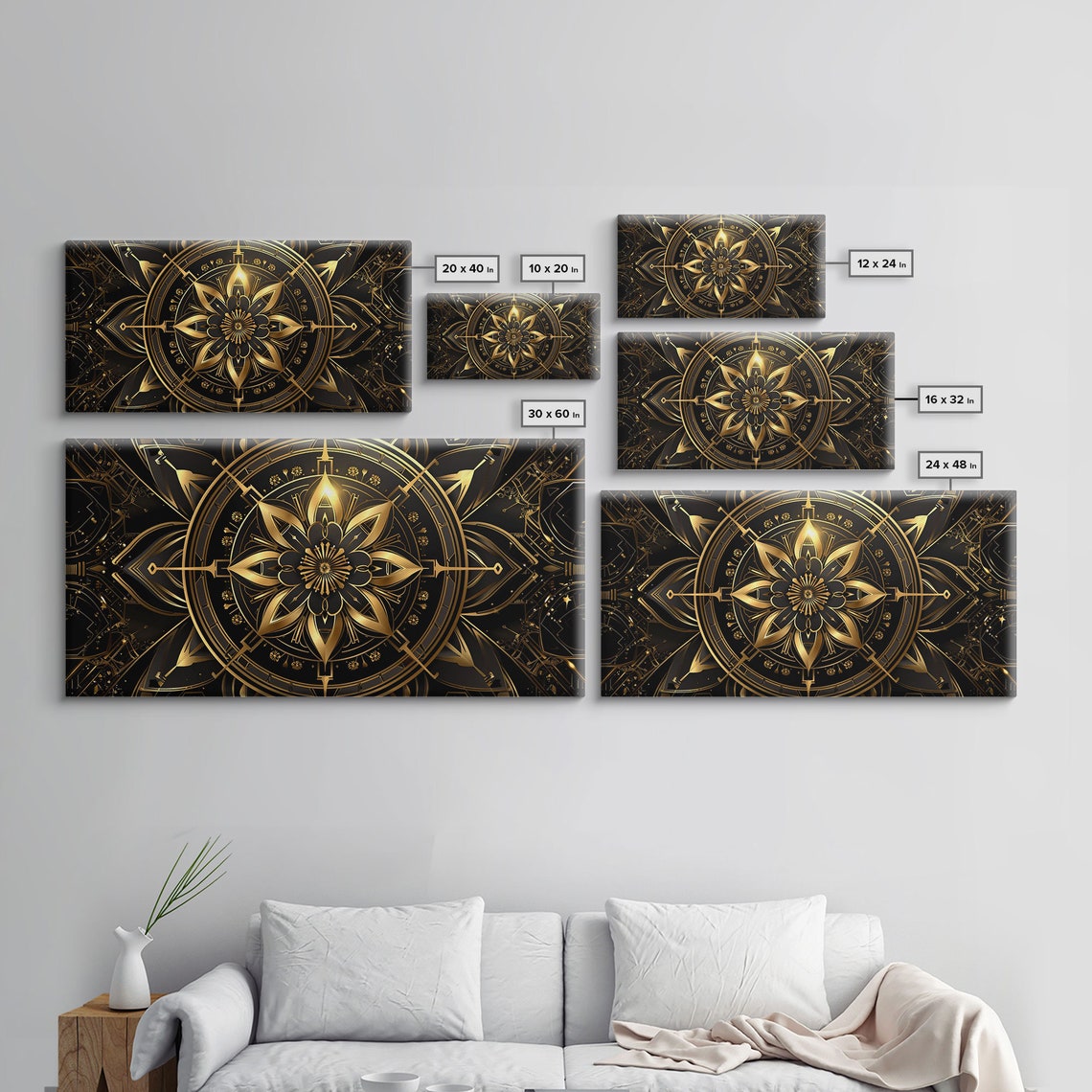 Black Gold Art Deco Floral Mandala Geometric Medallion Luxury Poster - Image 2