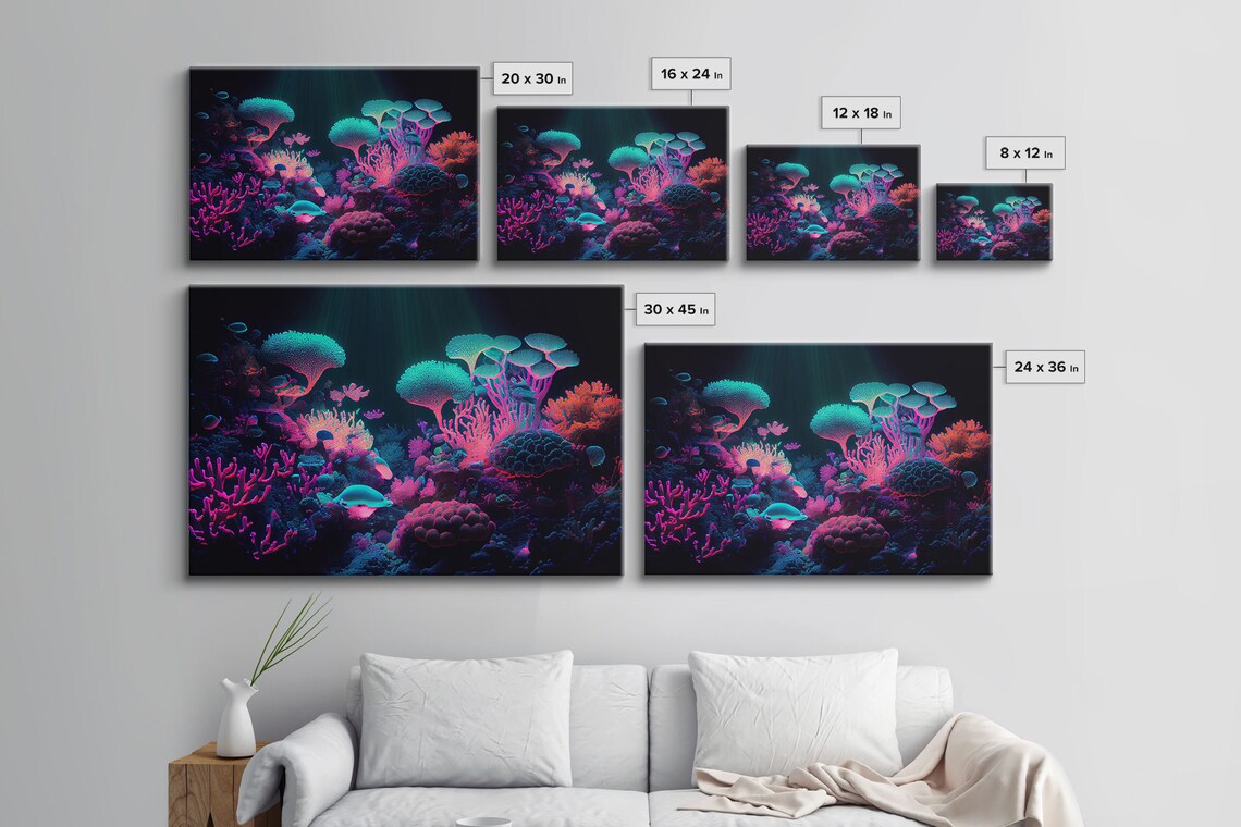 Coral Reef Synthwave Aesthetic Ocean Art Print - Image 2