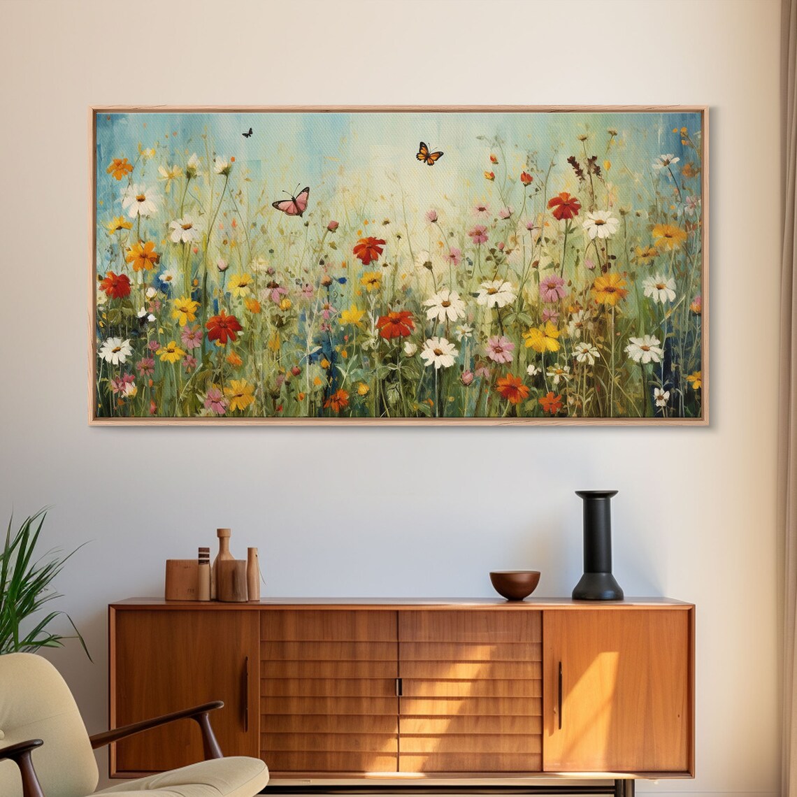 Butterfly and Wildflowers Watercolor Art Print, Minimalist - Image 6