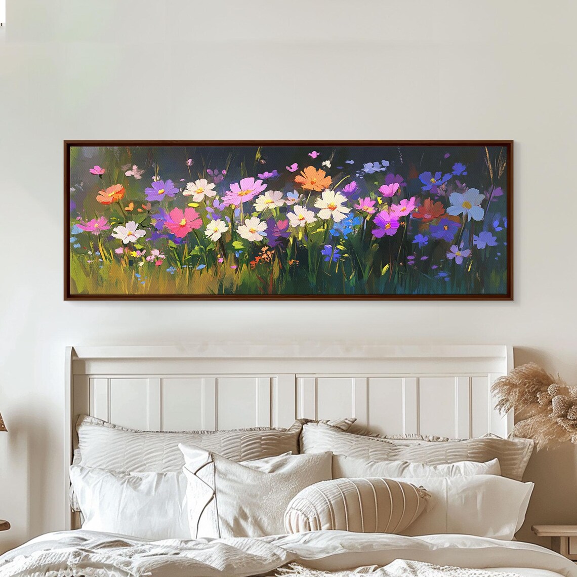 Colorful Cosmos Wildflower Meadow Bloom Oil Painting Art Poster - Image 4