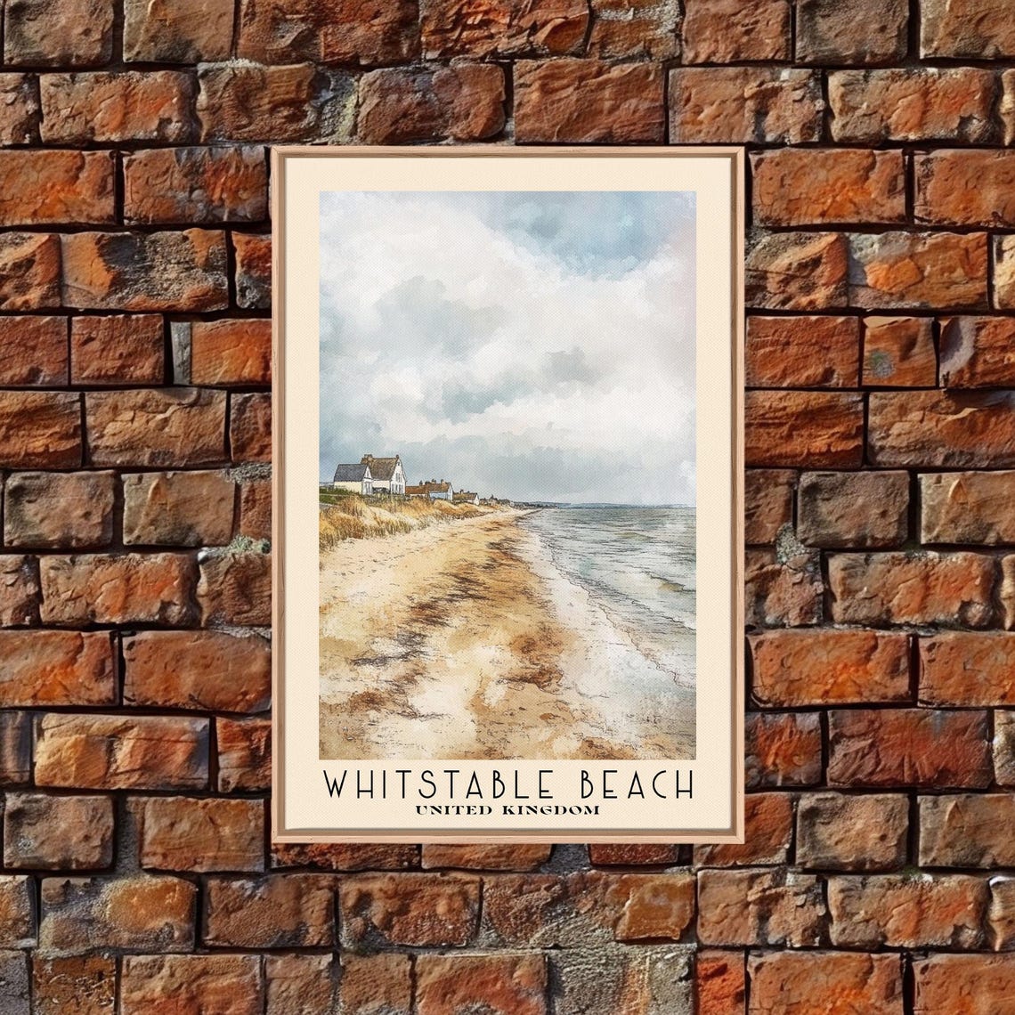 Whitstable Beach United Kingdom Watercolor Sandy Coast Travel Poster - Image 5