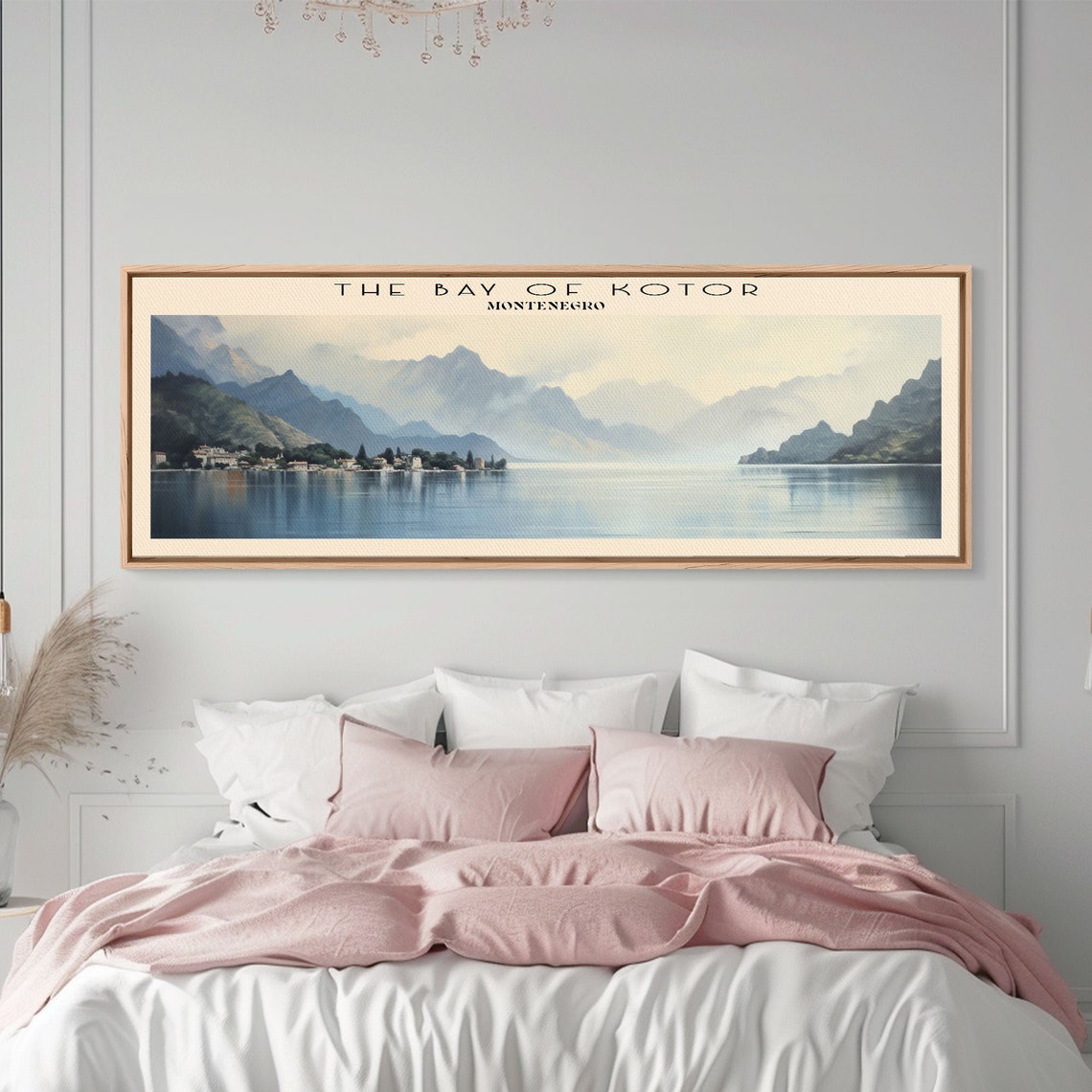 Bay of Kotor Montenegro Calm Bay Misty Mountains Watercolor Poster - Image 3