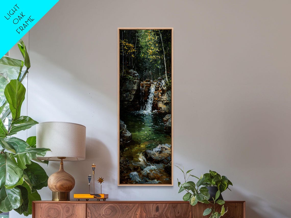 Forest Waterfall Cascading Rocky Pool Lush Green Landscape Poster - Image 3