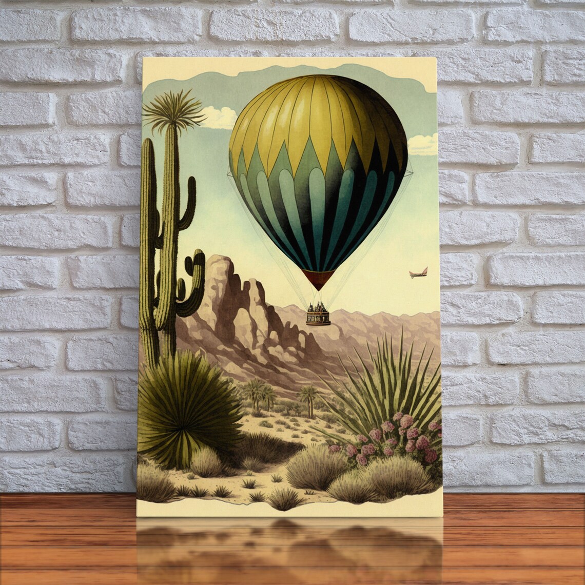 Retro Art Deco Hot Air Balloon Desert Art Print - Image 5