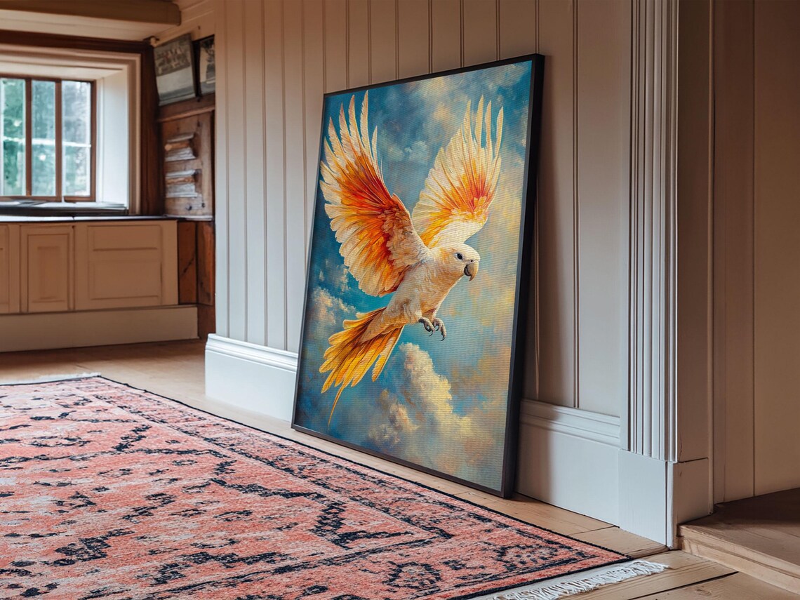 Cockatoo Parrot Soaring Sky Tropical Bird Flight Blue Sky Wall Poster - Image 6