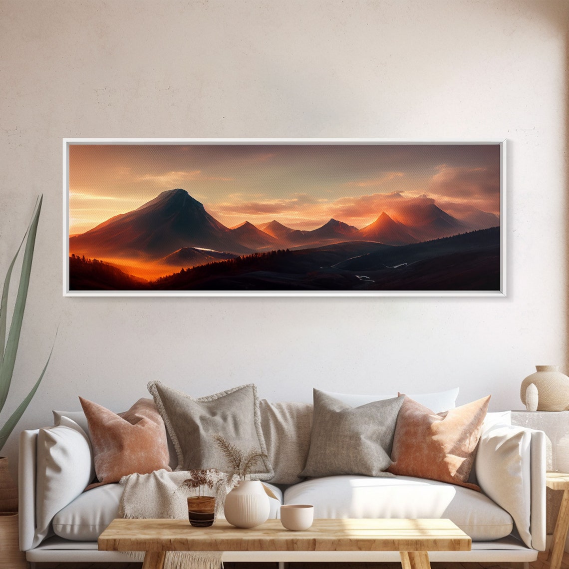 Sunset Over The Mountains Ready To Hang Print Panoramic Art Above Bed Art Above Couch Art Above Sofa Landscape Decor - Image 5