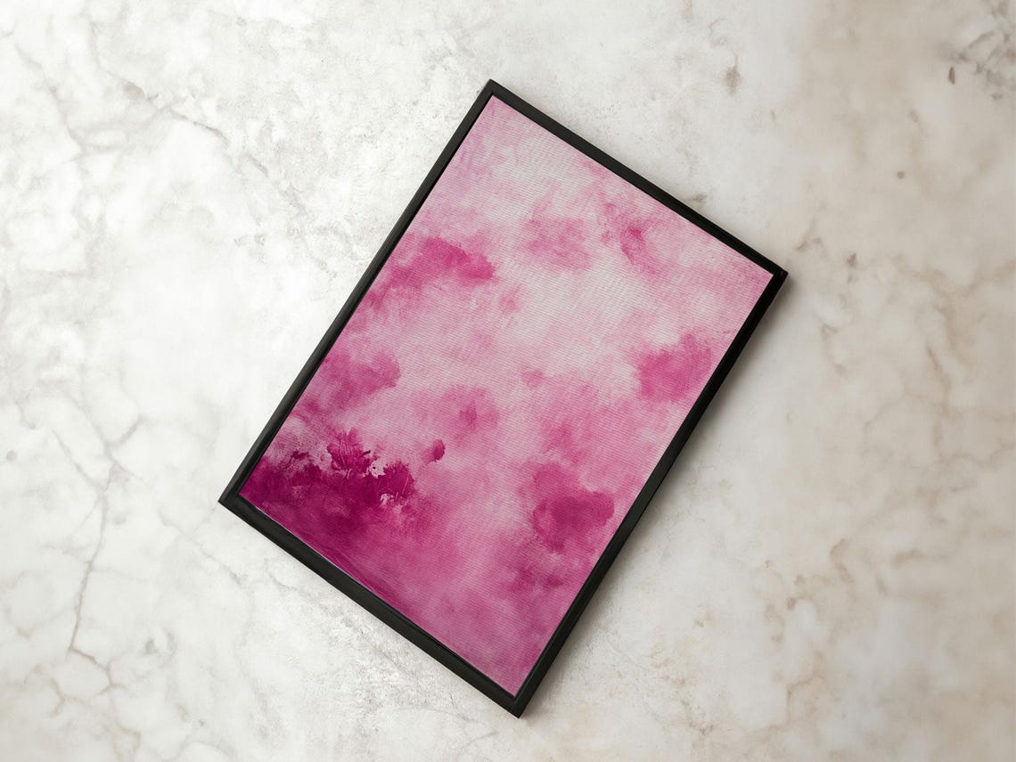 Abstract Pink Clouds Soft Watercolor Dreamy Blush Sky Art Print - Image 2