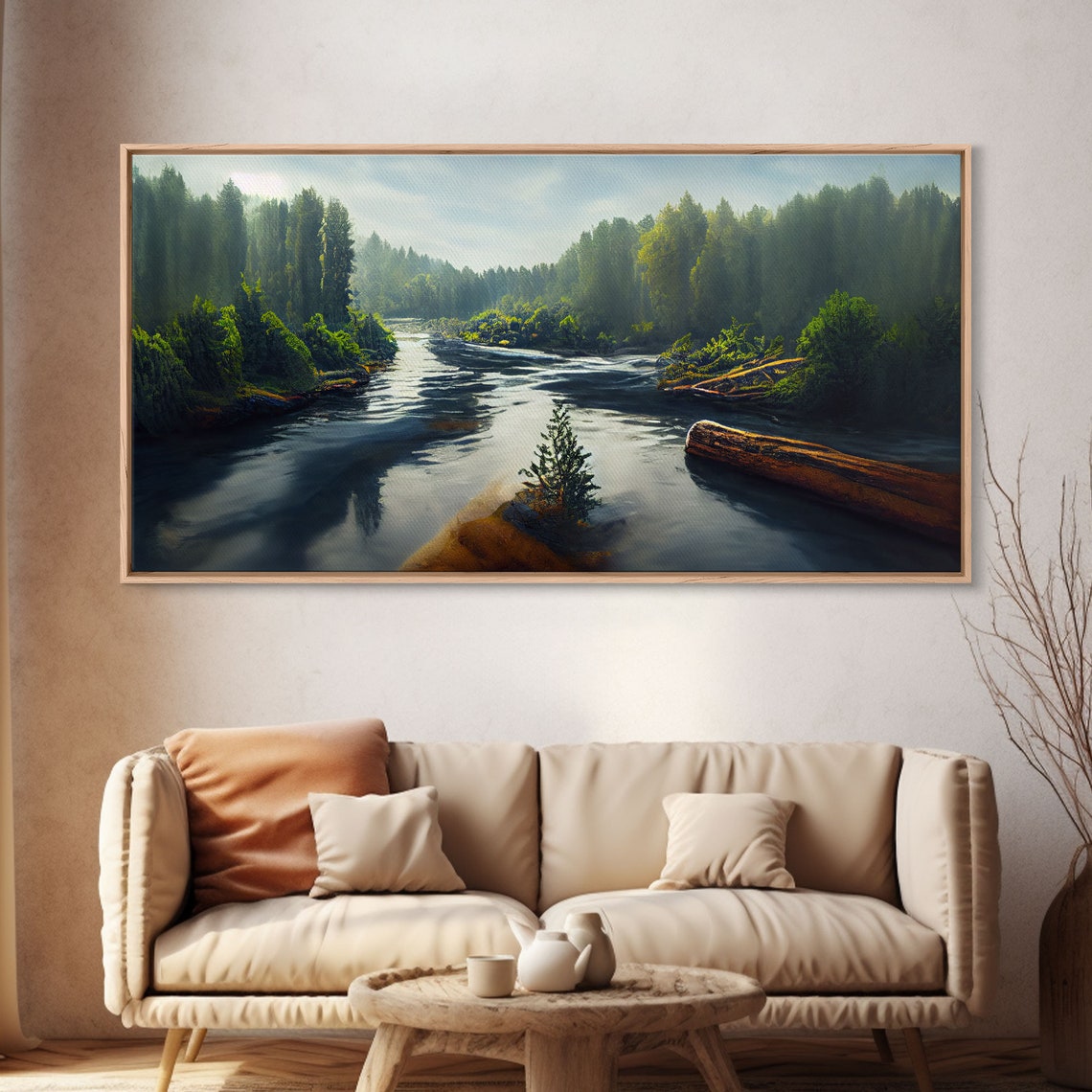 Flowing River Wall Decor Ready To Hang Print Wall Art Blue River Cabin Art Lake House Art - Image 4