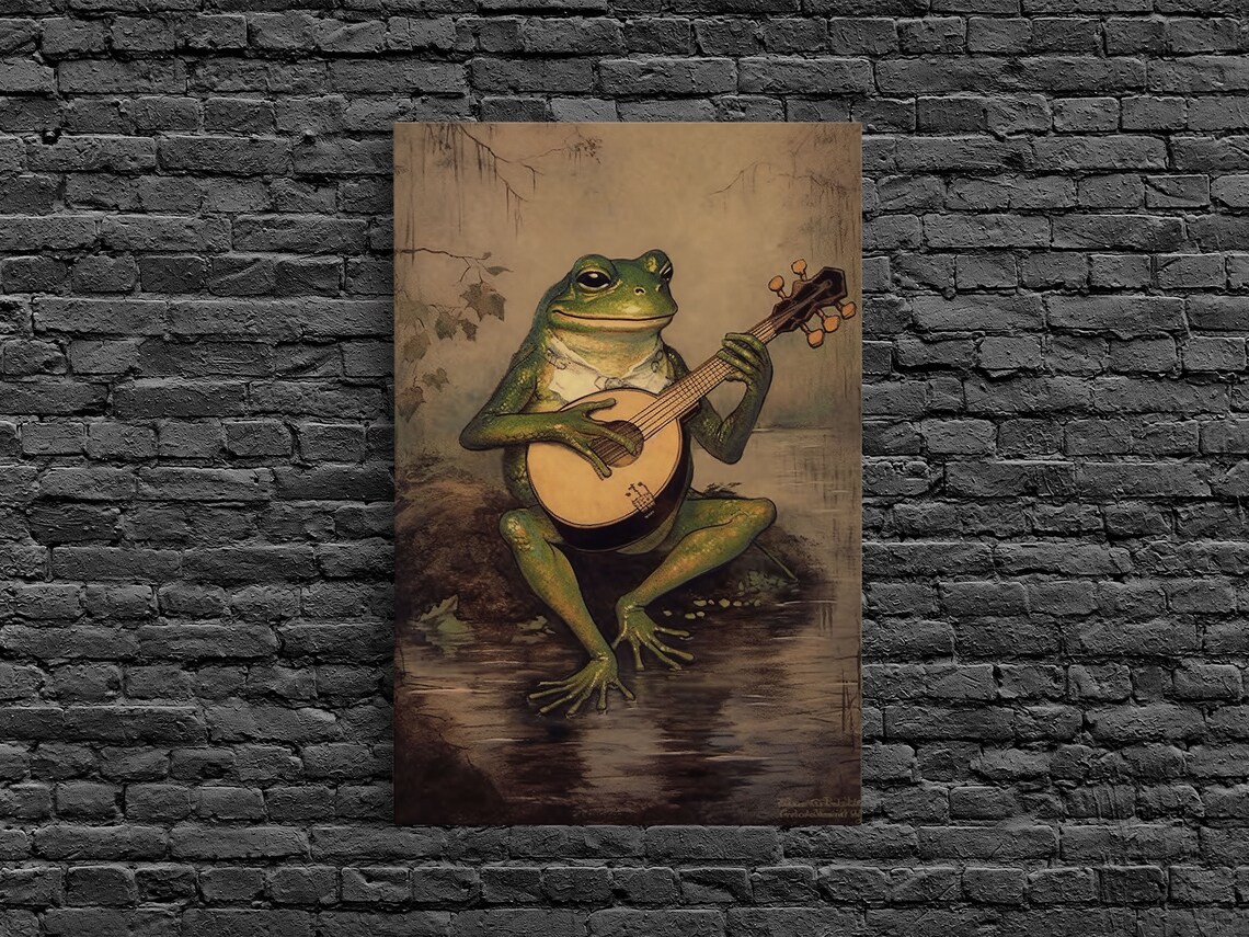Banjo Toad Frog Funny Vintage Retro Poster Print - Image 3