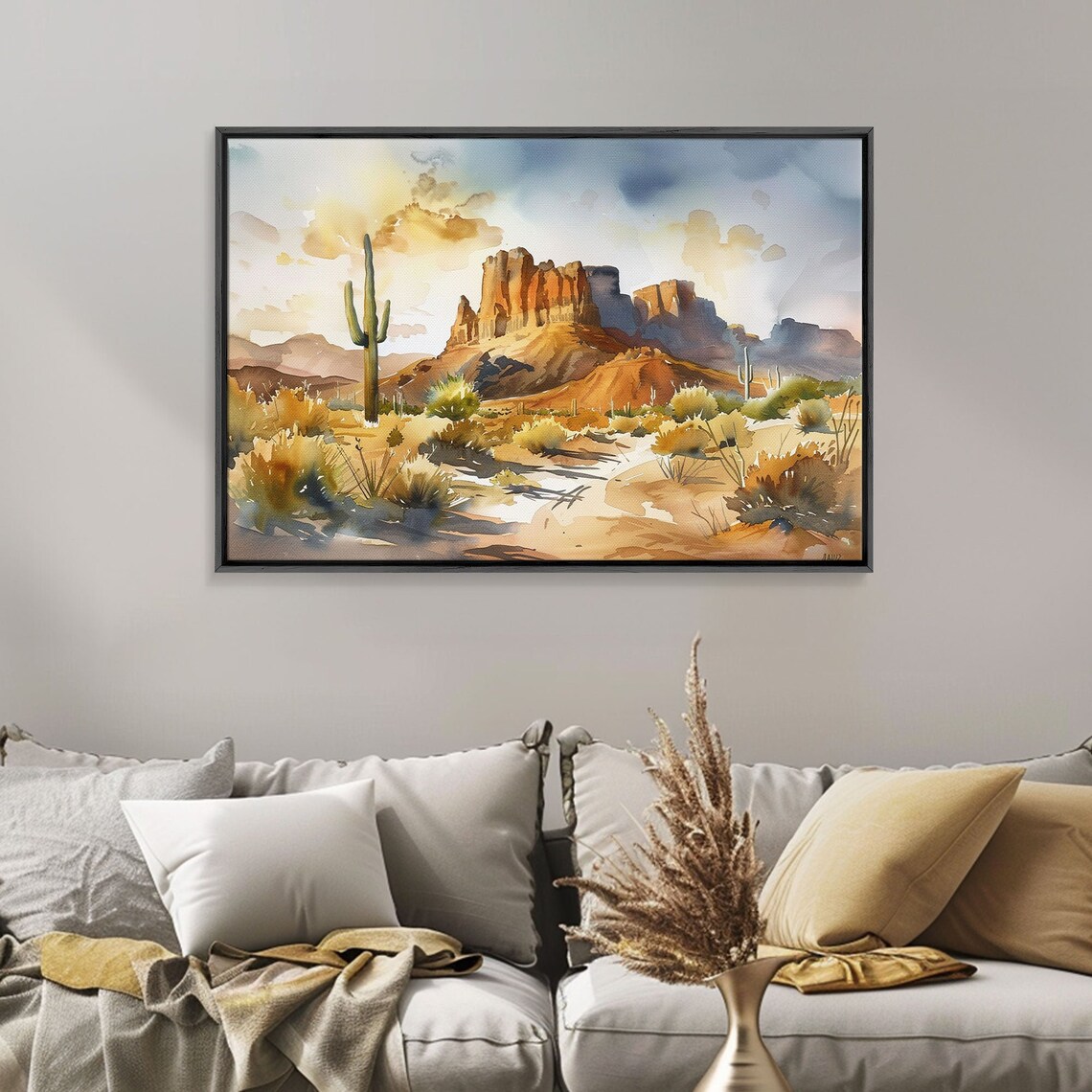 Arizona Desert Saguaro Cactus Red Rock Mesas Golden Hour Travel Poster - Image 5