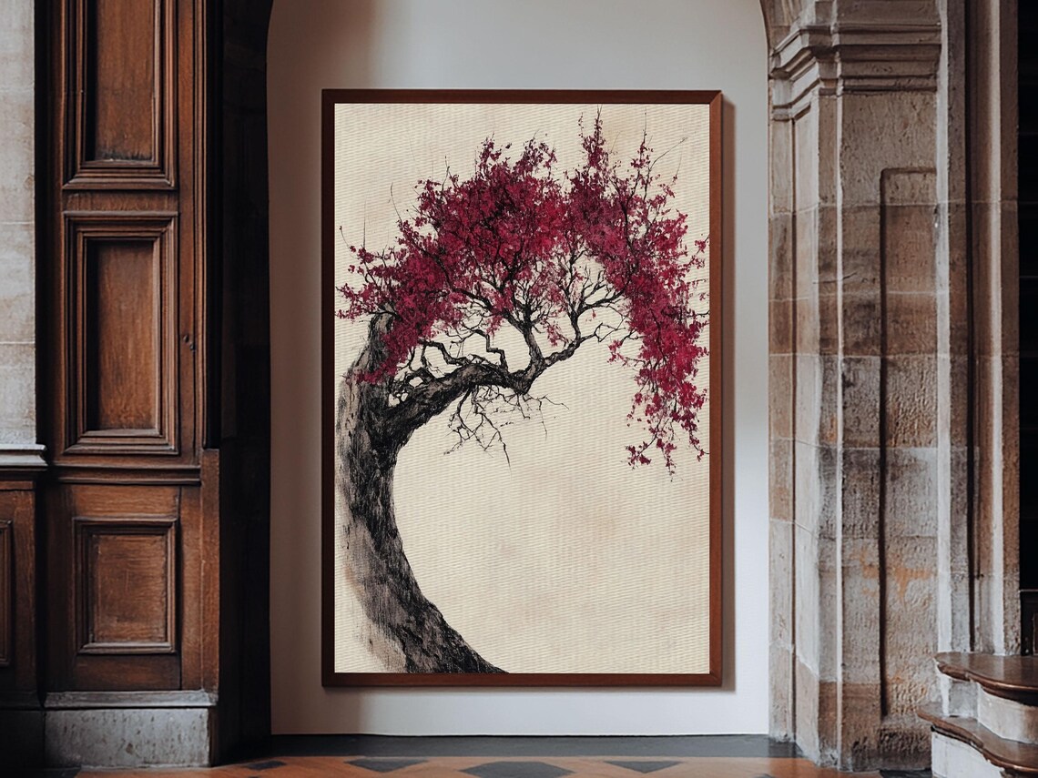 Wabi Sabi Japanese Maple Tree Framed Print Minimalist Home Decor Vertical Living Room Art - Image 6