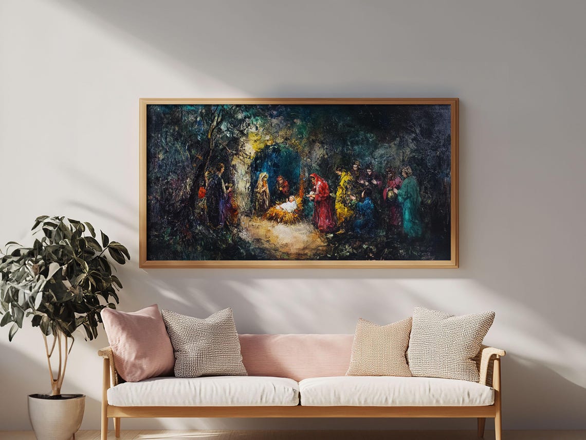 Impressionist Nativity Scene Colorful Robes Christmas Art Poster - Image 4