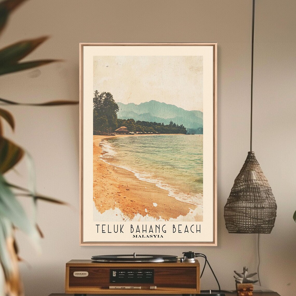 Teluk Bahang Beach Malaysia Golden Sand Curve Green Hills Poster - Image 3
