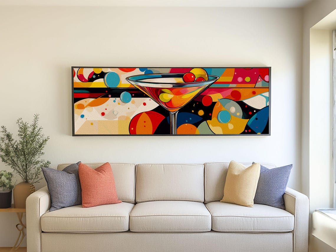 Pop Art Martini Glass Panoramic Colorful Retro Bar Kitchen Wall Poster - Image 4