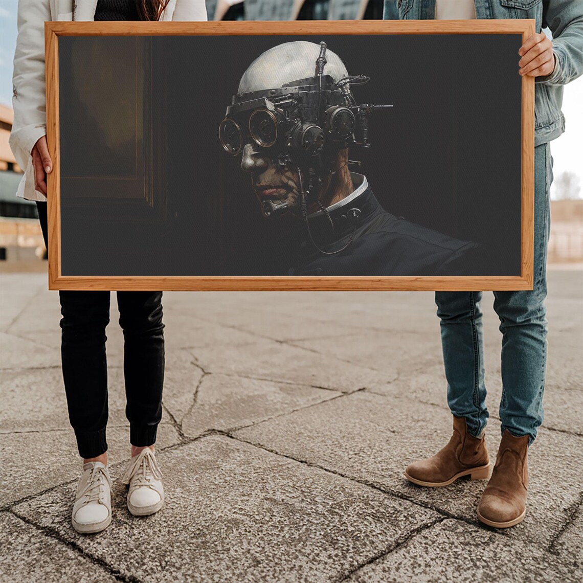 Steampunk Cyborg Portrait With Mechanical Goggles Dark Victorian Poster - Image 4