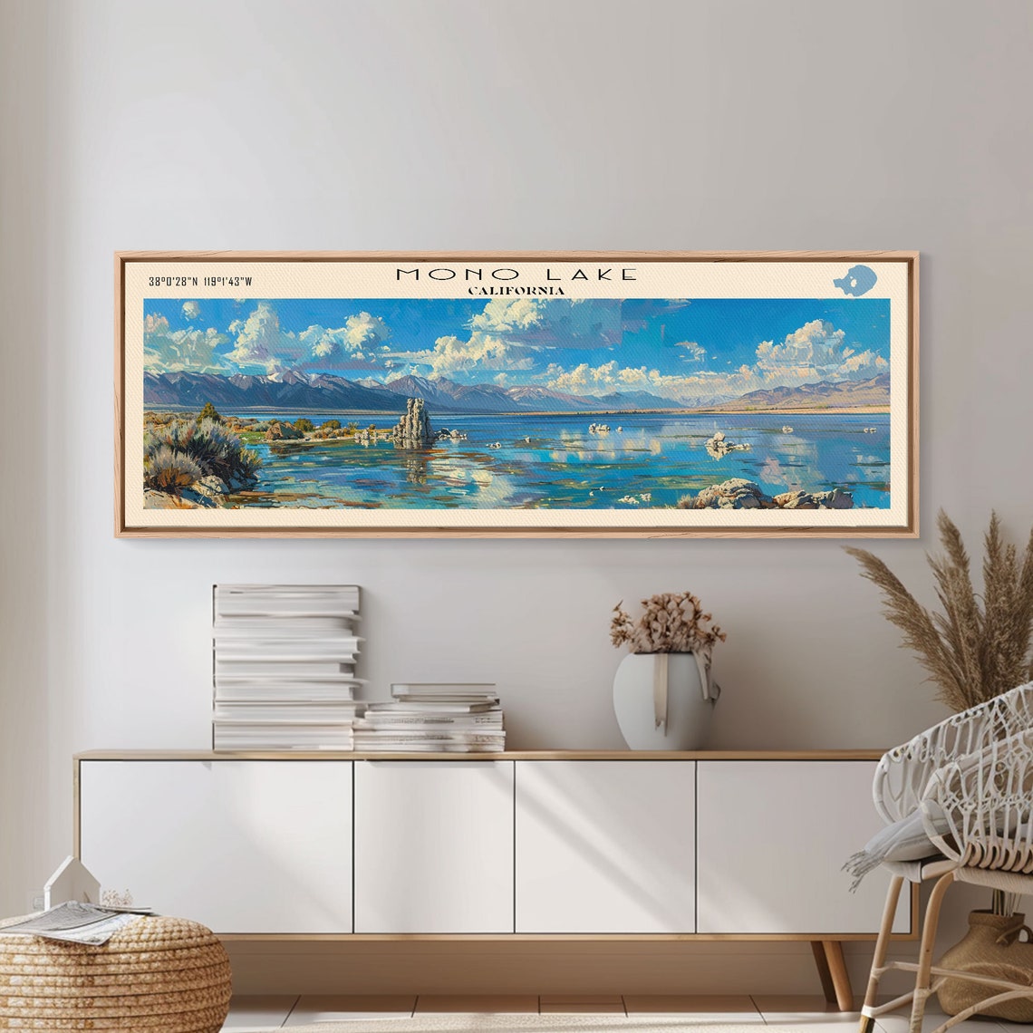 Mono Lake California Dramatic Clouds Tufa Blue Water Mountain Poster - Image 2