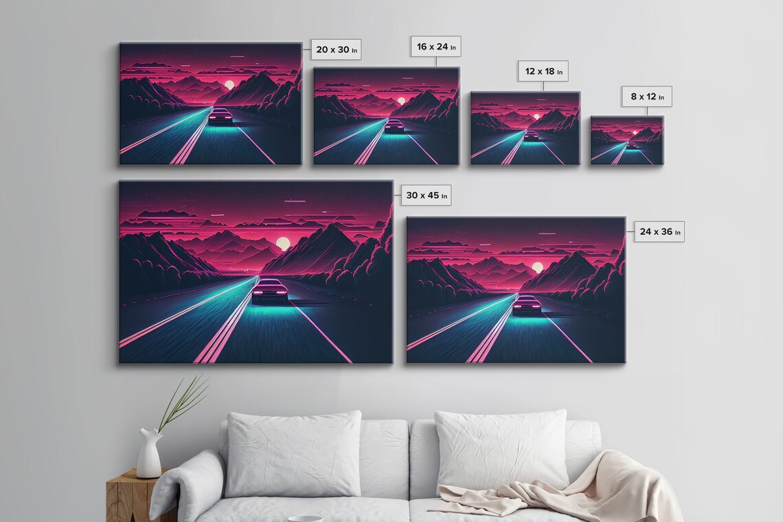 Midnight Drive Synthwave Retro 80s Poster Print - Image 2
