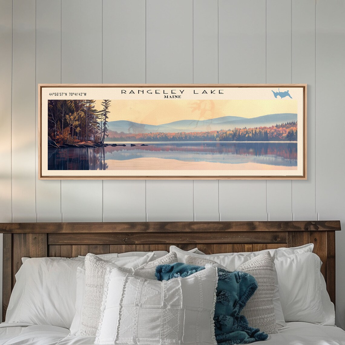 Rangeley Lake Maine Sunset Glow Autumn Shore Still Water Travel Poster - Image 3