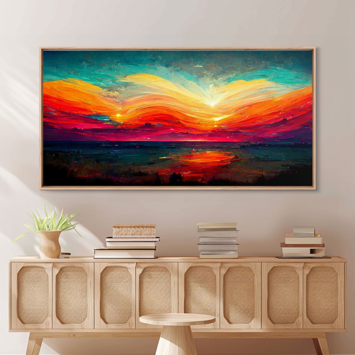 Beautiful Sunset Print Art Ink Painting Style Abstract Sunset Wall Art Cool Wall Art - Image 4