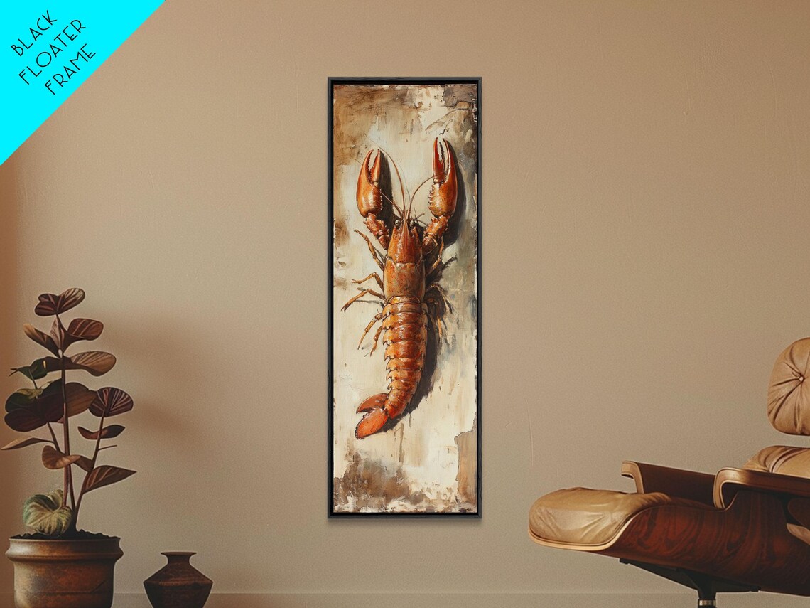 Rustic Crayfish Lobster Oil Painting Cajun Kitchen Wall Art Poster - Image 5