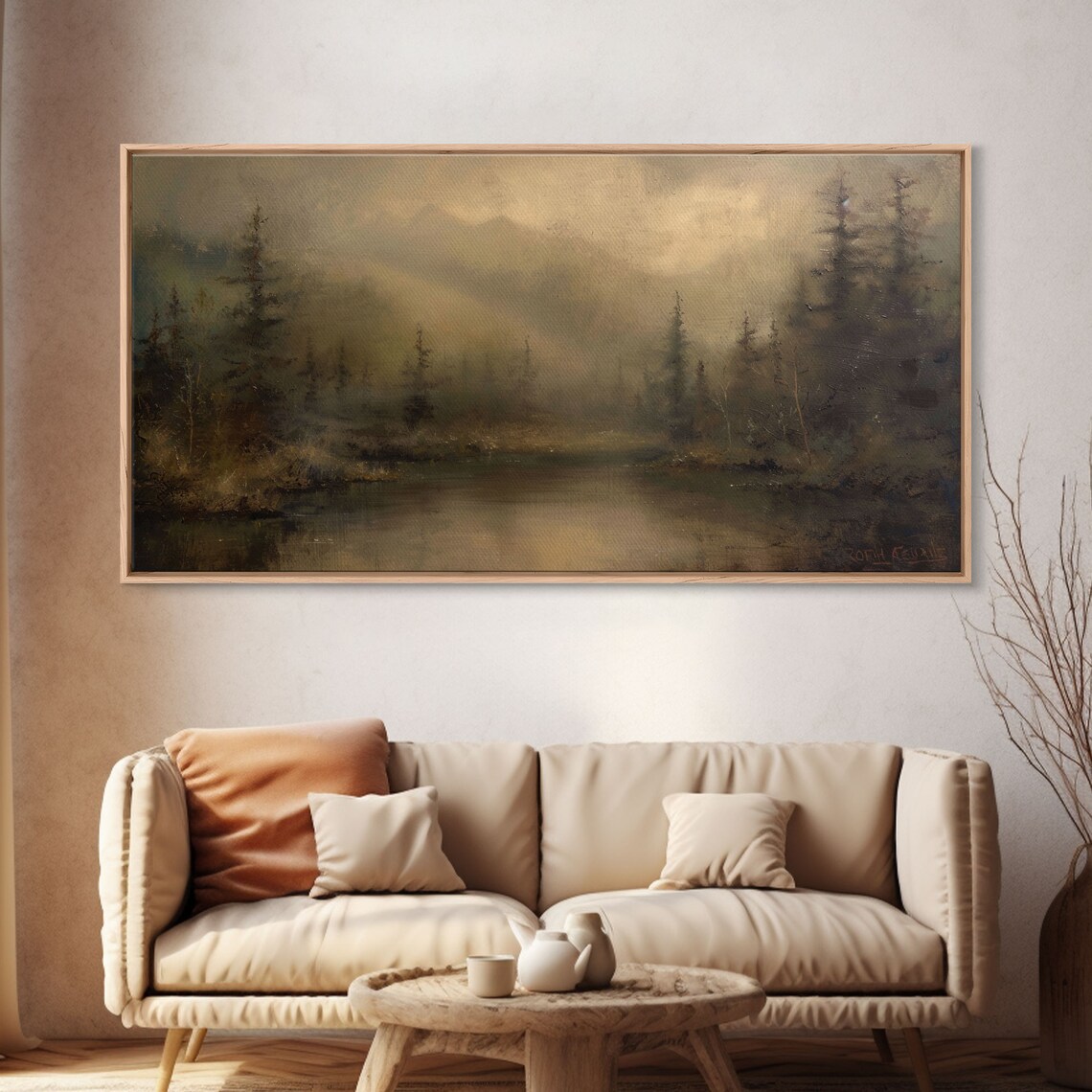 Vintage Landscape Art Print, Moody Kitsch Decor - Image 4