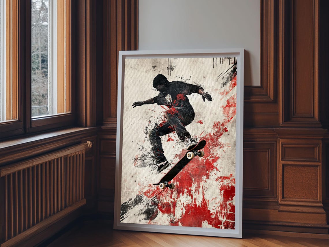 Energetic Skater Print With Urban Graffiti Wall Art And Bold Street Style Decor Perfect For Living Room Accent Walls - Image 3