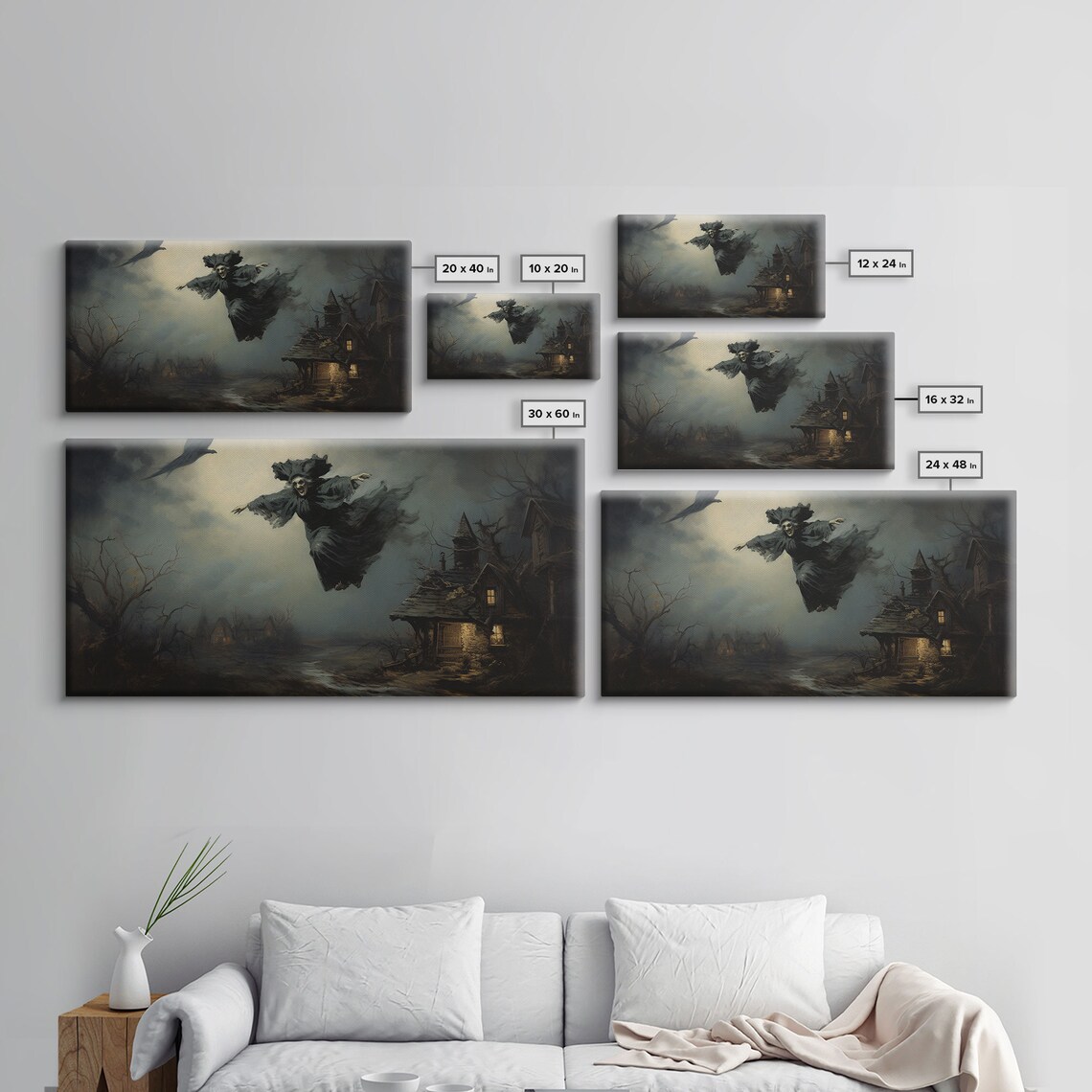 Flying Witch Halloween Art Print, Witchy Wall Decor - Image 4